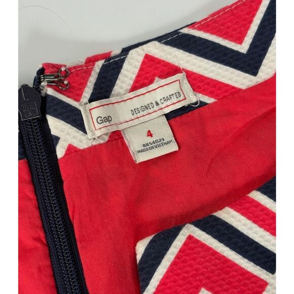 GAP Sheath Dress Sleeveless Pink Blue White Geometric Dress Midi Lined SIZE 4 90 - Picture 6 of 9